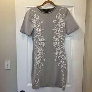 French Connection, Dress, Navy and White with Floral texture, Size 10